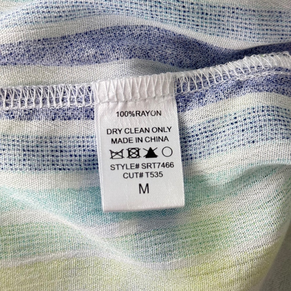 Striped Colorful‎ Sleeveless Babydoll Button Down Top Lightweight Beachy NWT - Picture 7 of 9